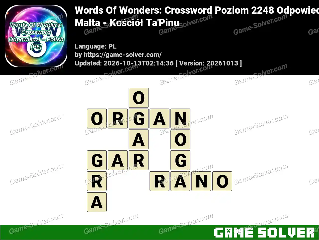 Words Of Wonders: Crossword Poziom 2248 Odpowiedzi – Malta – Kościół Ta’Pinu